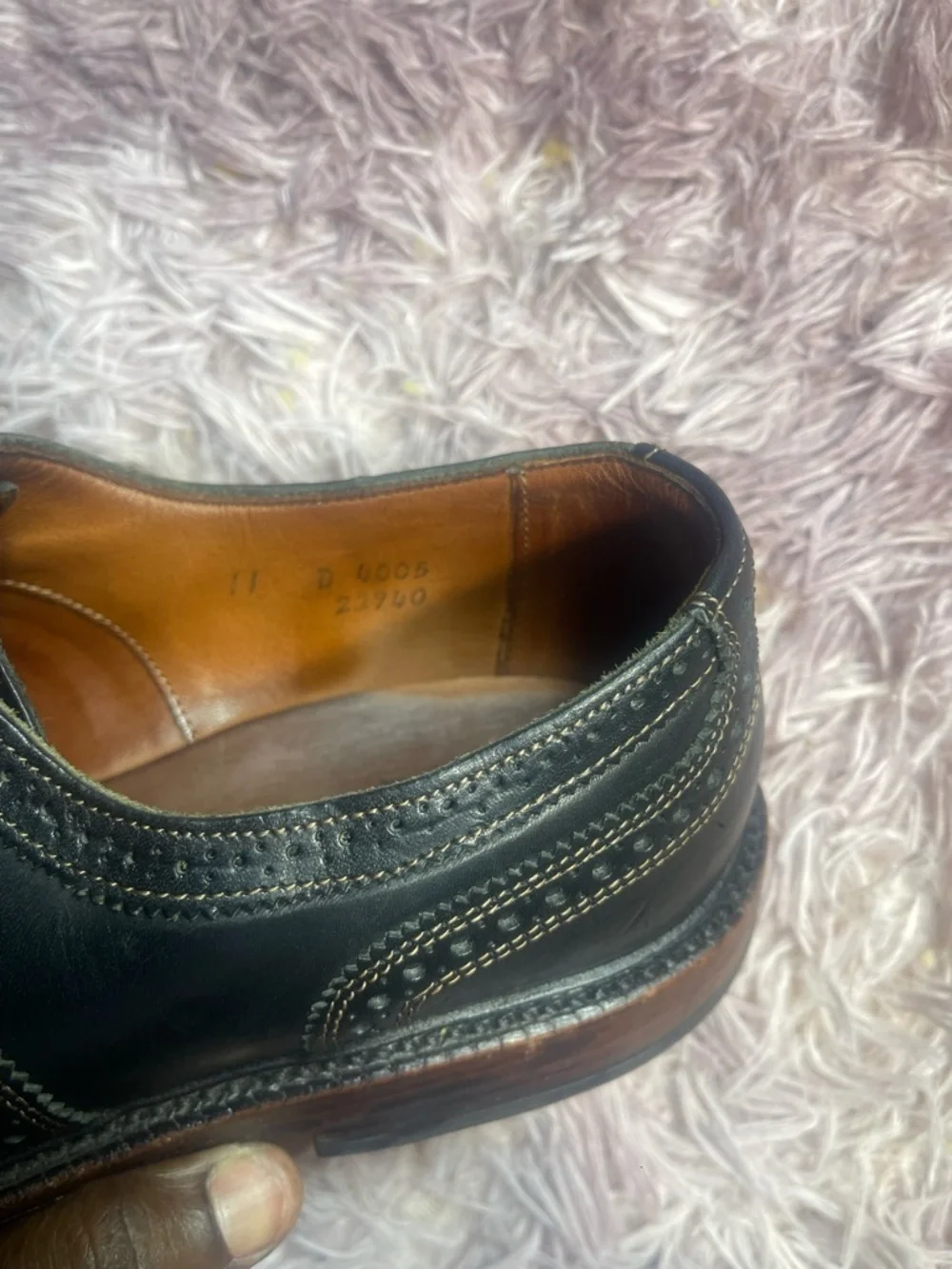 ALLEN‎ EDMONDS McTavish Size 11D Black Leather Oxford Lace Up Wingtip Shoes